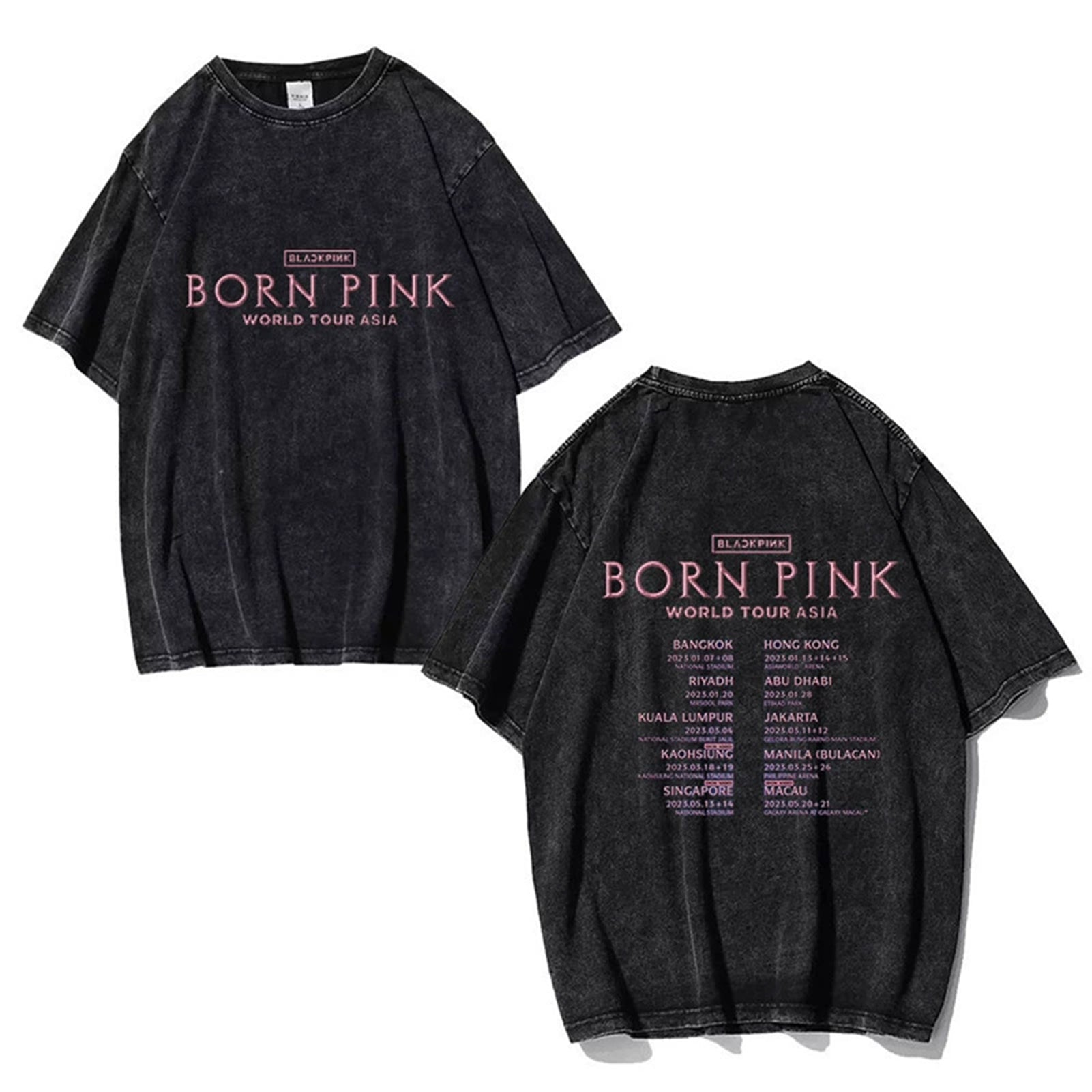 Blackpink Album BRON PINK Vintage Graphic Washed T-shirt